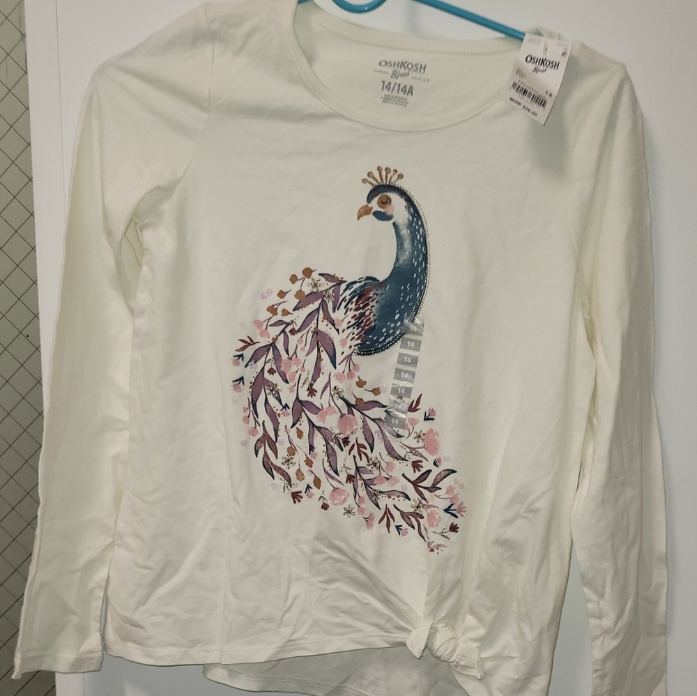 Osh Kosh Long Sleeve T-Shirt Tee Peacock Size 14 NWT New